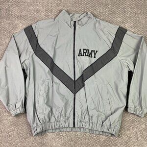 Vintage US Army Jacket Men's XL Gray Windbreaker Nylon IPFU Physical Training